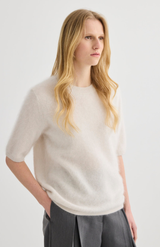 Laing Oyster Brushed Cashmere T-Shirt