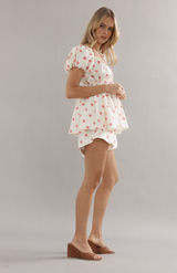Caitlin Crisp Pink Spot Linen Isla Blouse