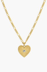 Zoe & Morgan 22k Gold Plate with Aquamarine Brave Heart Necklace