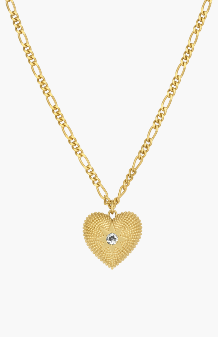 Zoe & Morgan 22k Gold Plate with Aquamarine Brave Heart Necklace