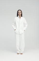 Rebe White Piped Shirt