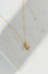 Charlotte Penman 14K Rolled Gold + Gold Plate Clover Necklace + Pearl + Turquoise + Gold