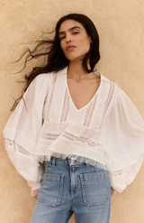Mes Demoiselles White Melidied Graphics Blouse