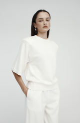 Rebe Ivory Short Sleeve Shoulder Knit