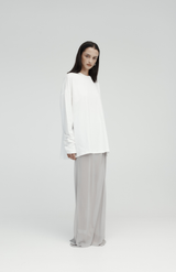 Rebe White Long Sleeve Drop T-Shirt