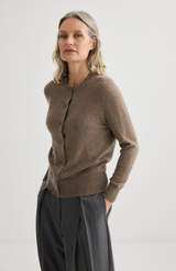 Laing Cocoa Marle  Cashmere Crewneck Cardigan