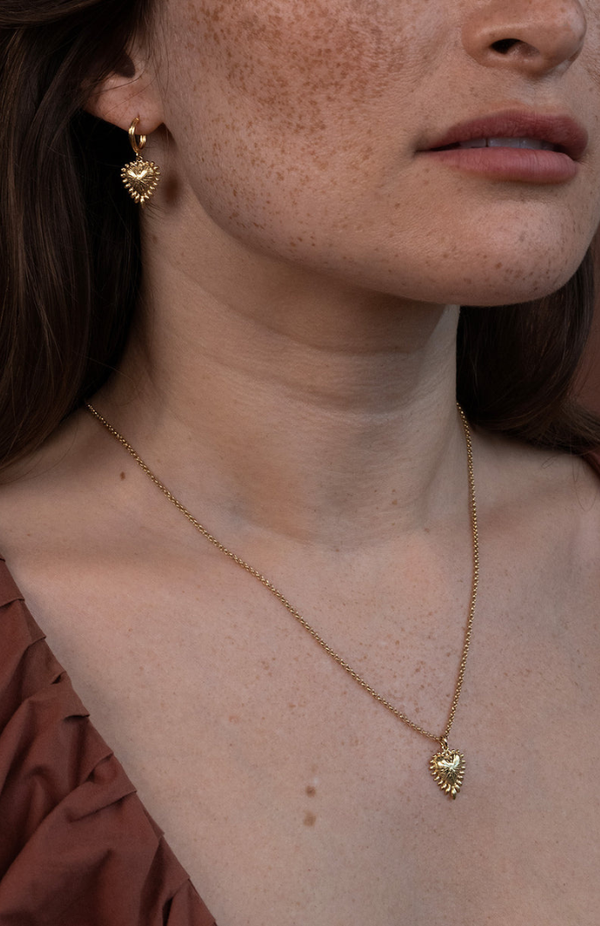 Zoe & Morgan Gold Plate Mini Heart Ray Necklace