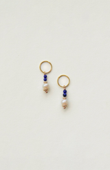 Charlotte Penman 14K Rolled Gold Sefira Hoops + Pearl + Lapis + Gold