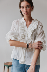 Mahsa Cream Cotton Voile Jane Blouse