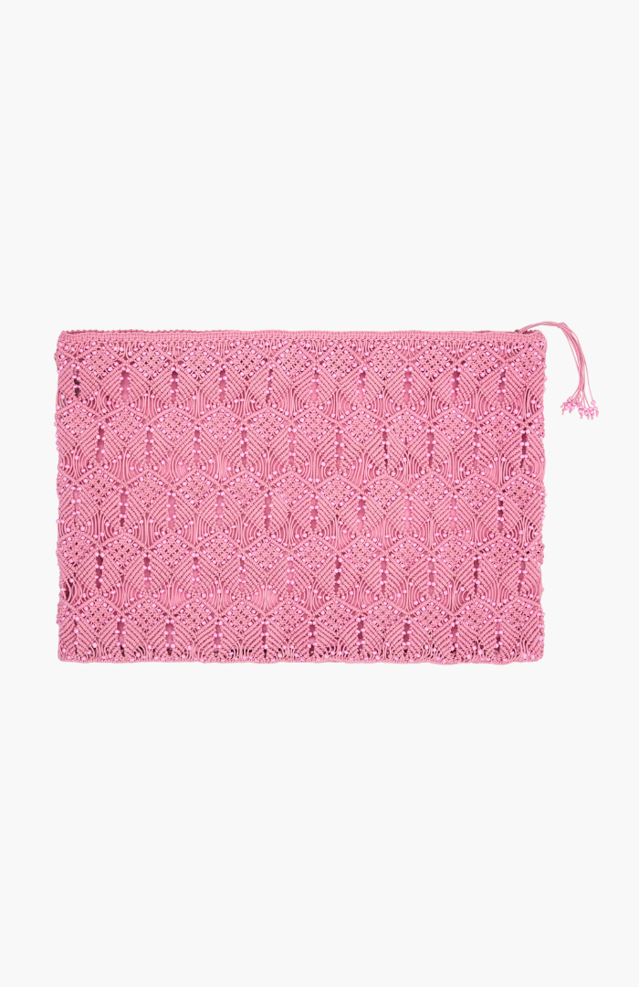 Ilio Nema Pink Macrame Clutch