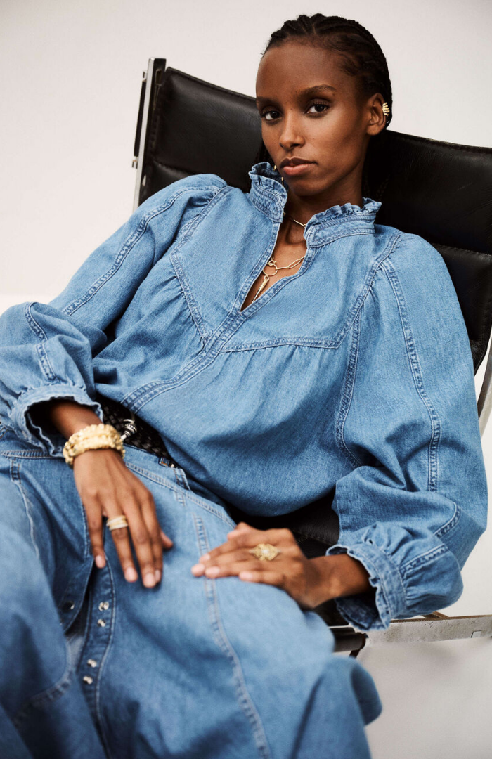 Ba&sh Light Used Blue Lay Blouse