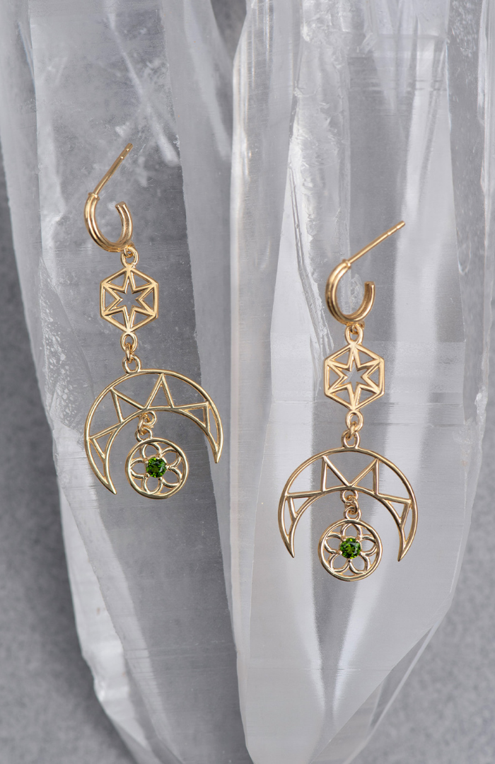 Zoe & Morgan 22k Gold Plate with Chrome Diopside Balance Earrings