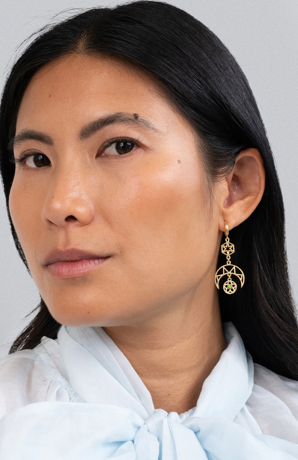 Zoe & Morgan 22k Gold Plate with Chrome Diopside Balance Earrings