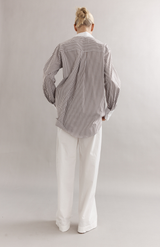 Caitlin Crisp Mocha Stripe Varsity Shirt