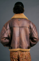 Karen Walker Brown/Chestnut Cropped Aviator Jacket