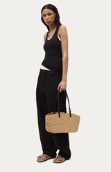 Deadly Ponies Natural Raffia + Black Medium Bandit Tote