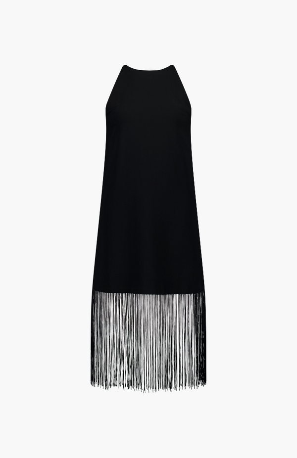 Rebe Black Fringe Dress