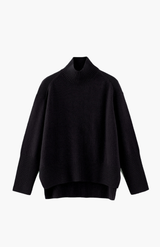 Aleger Black N.07 Cashmere Blend Chunky Polo Knit