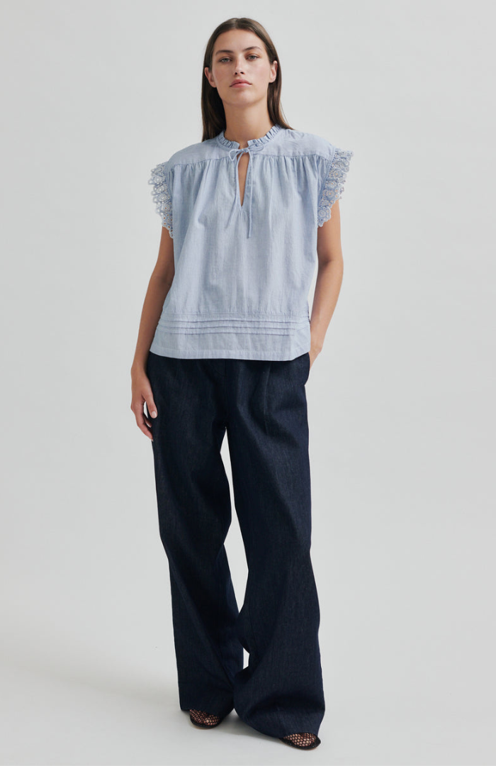 Second Female Light Blue Stripe Laure Top