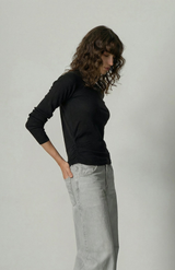 Aleger Black Rouched Seam Top