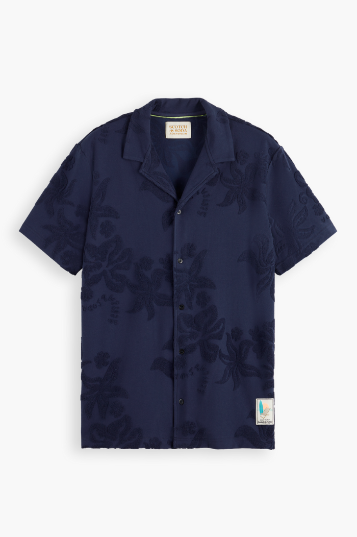 Scotch & Soda Navy Blue Terry Jacquard T-Shirt