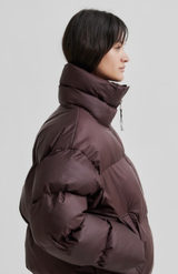 Second Female Chocolate Plum Riya Puffer Jacket