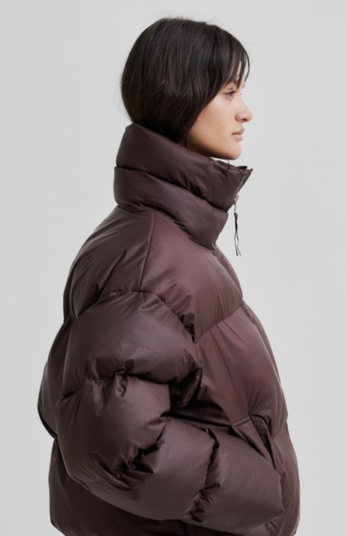 Shop Second Female Chocolate Plum Riya Puffer Jacket Online | True Store