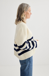 Laing Ivory + Midnight Oversized Stripe Crew