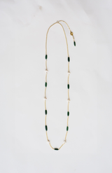 Charlotte Penman 14K Rolled Gold Severine Necklace + Aventurine + Pearl + Gold