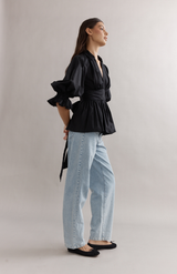 Caitlin Crisp Black Poplin Elena Blouse