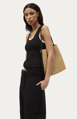 Deadly Ponies Natural Raffia + Black Rush Tote
