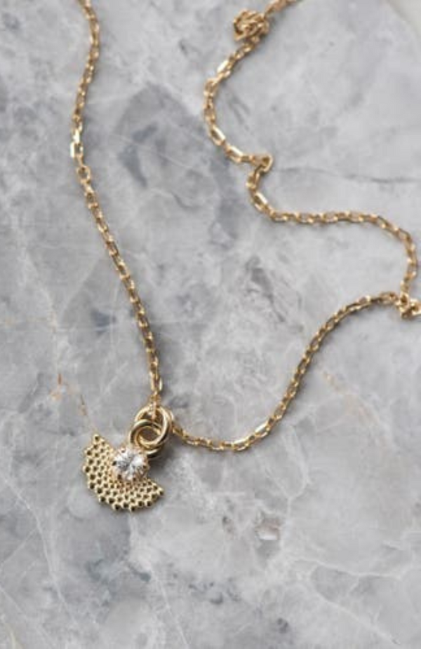 Zoe & Morgan Gold Plate with White Zircon Eos Necklace