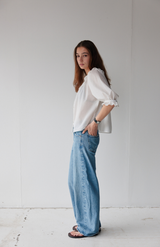 Mahsa Cream Cotton Voile Bon Ruffle Blouse