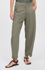 Transit Green Linen Elast Staight Leg Pant