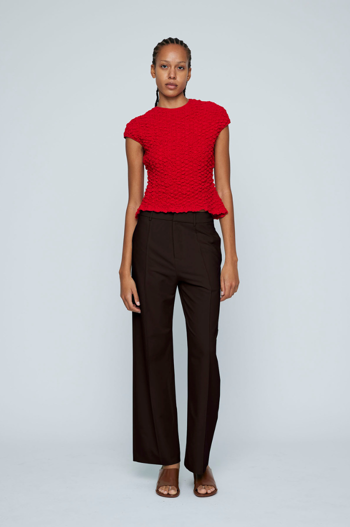 Wynn Hamlyn Red Shirred Cotton Top