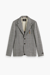 Scotch & Soda Black Ecru Check Cotton Blend Seersucker Blazer