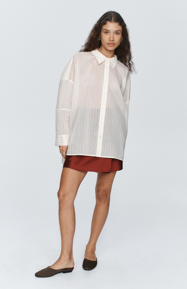Marle Ivory + Sangria Stripe Edie Shirt