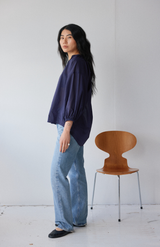 Mahsa Indigo Navy Cotton Voile Everyday Blouse