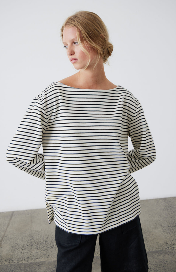 Laing Black + Ecru Stripe Pablo Sweatshirt