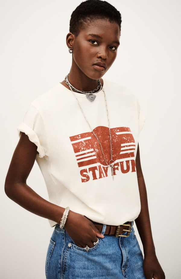 Ba&sh Ecru Reese Radio Tee
