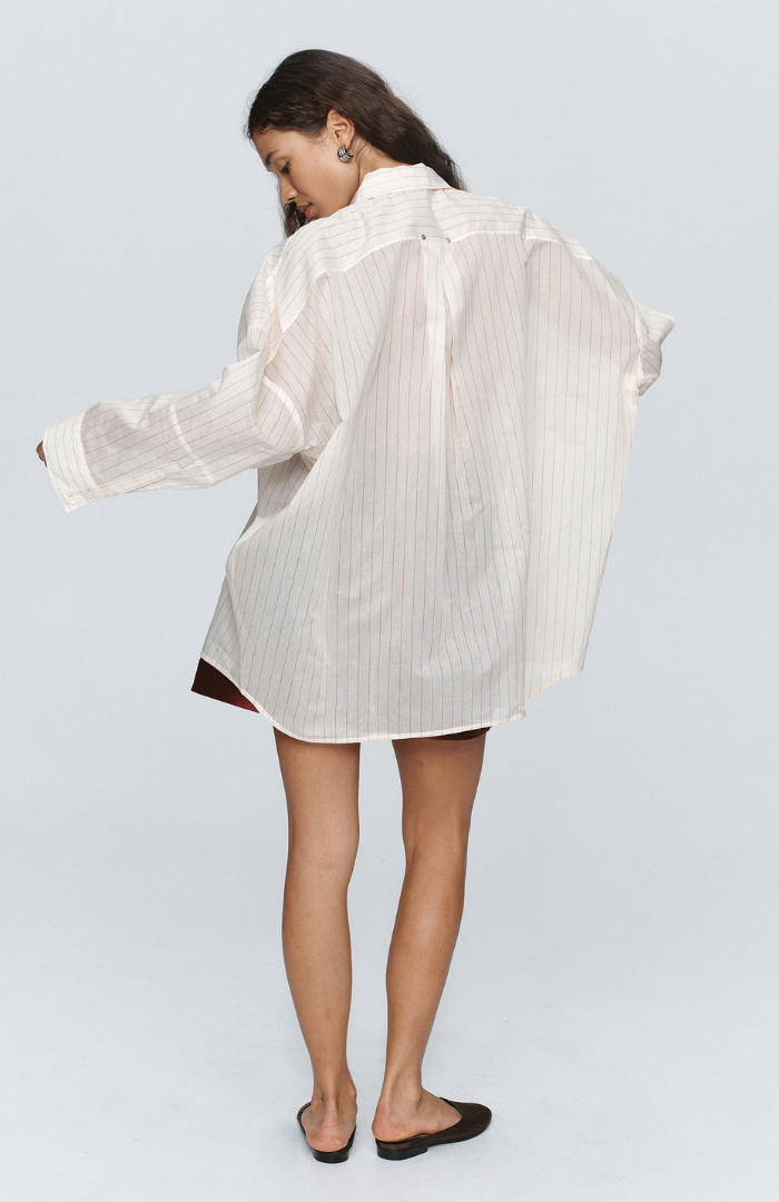 Marle Ivory + Sangria Stripe Edie Shirt