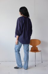 Mahsa Indigo Navy Cotton Voile Everyday Blouse