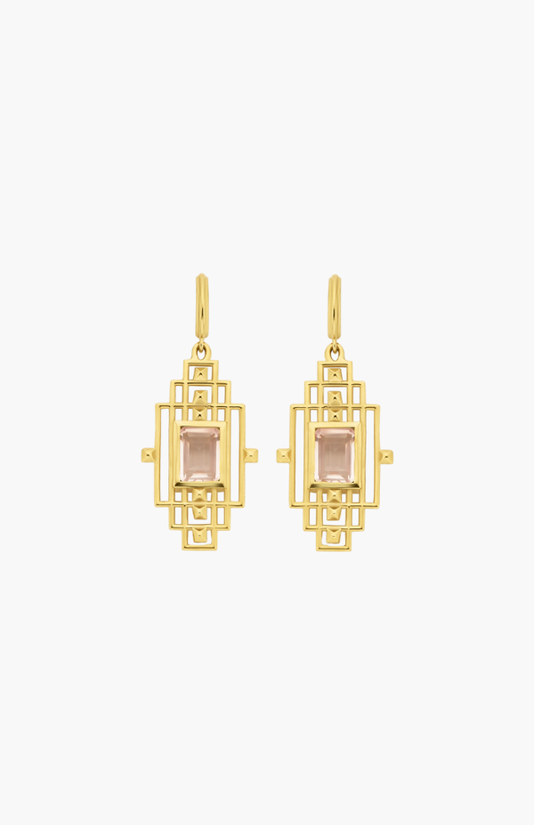 Zoe & Morgan 22k Gold Plate with Rose Quartz Bliss Earrings