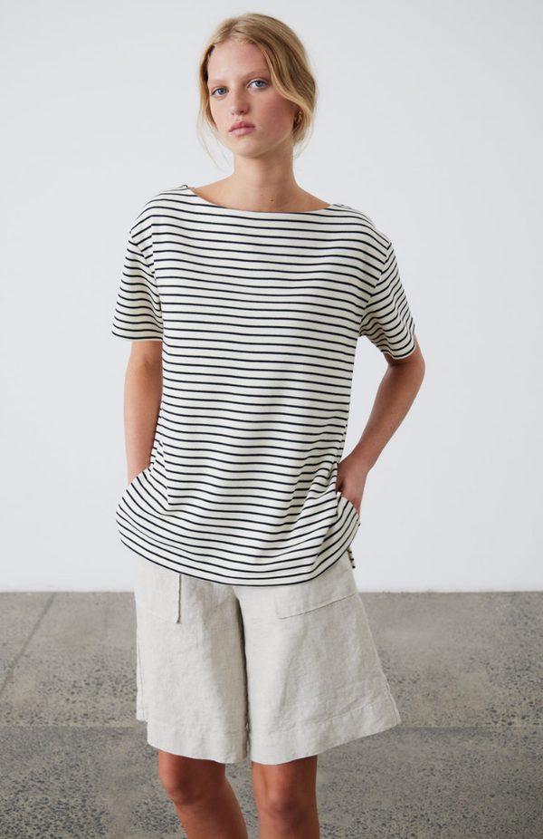 Laing Black + Ecru Stripe Pablo T-Shirt