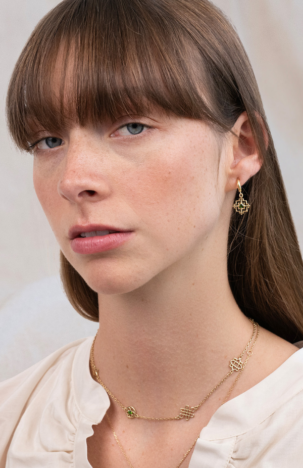 Zoe & Morgan 22K Gold Plate with Chrome Diopside Centered Earrings
