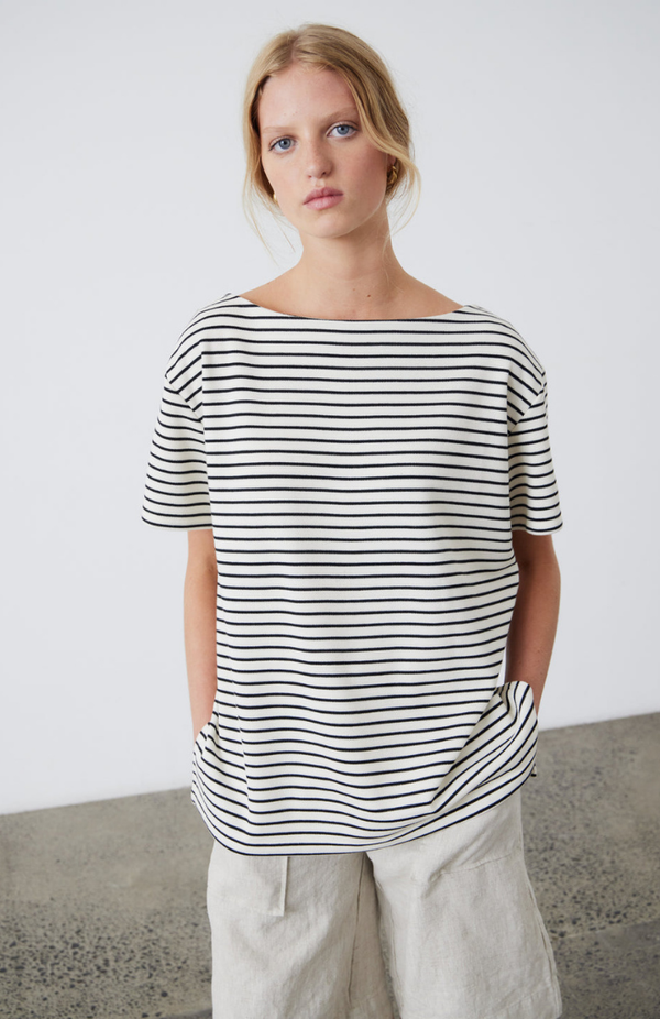 Laing Black + Ecru Stripe Pablo T-Shirt