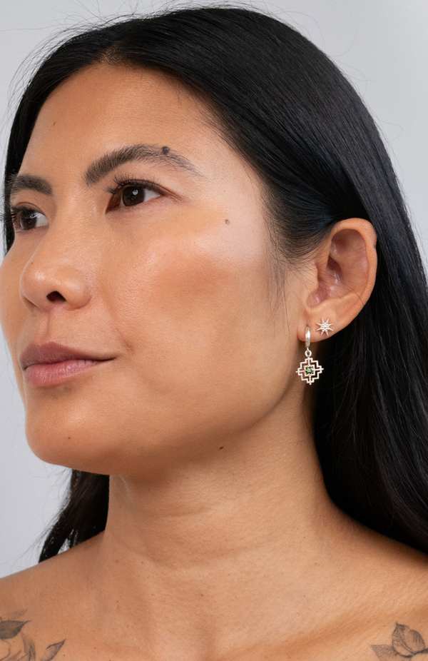 Zoe & Morgan Sterling Silver with Chrome Diopside Centered Earrings