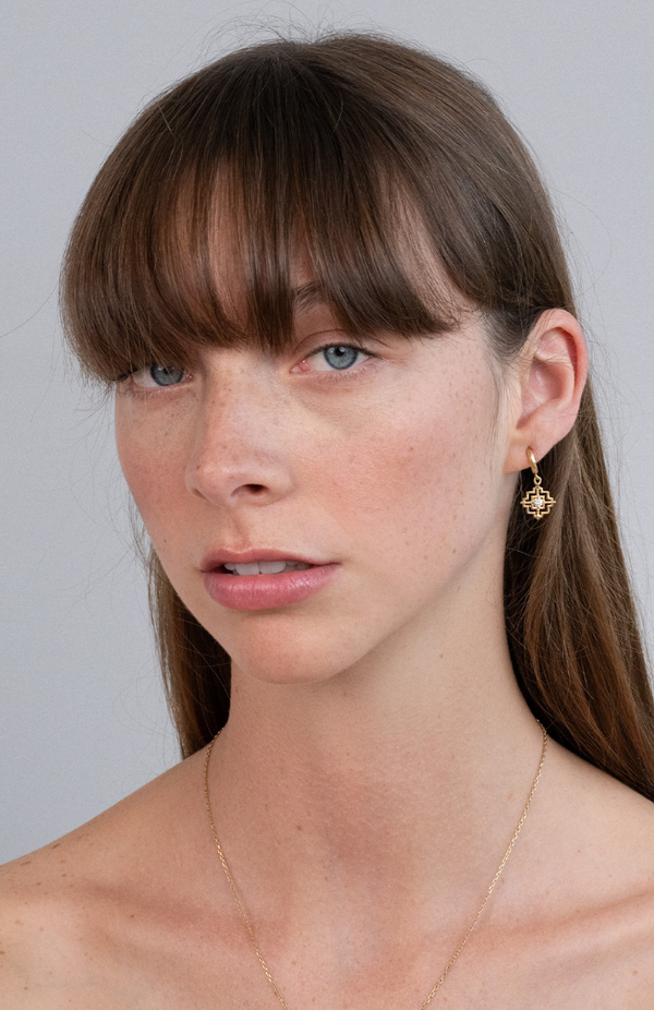 Zoe & Morgan 22K Gold Plate with White Zircon Centered Earrings