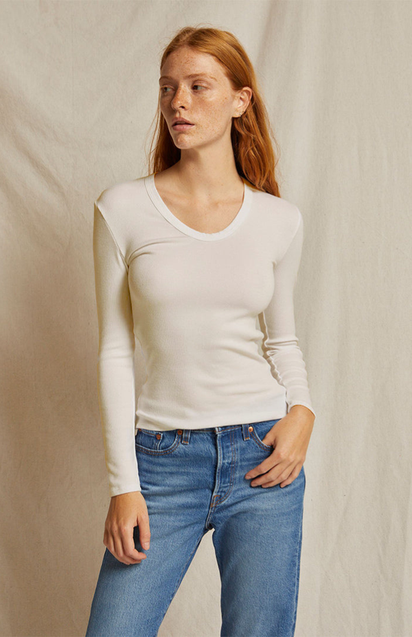 Perfect White Tee Sugar Robyn Ribbed L/S Top