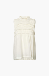 Rabens Saloner Chalk Voile Frill Halter Top